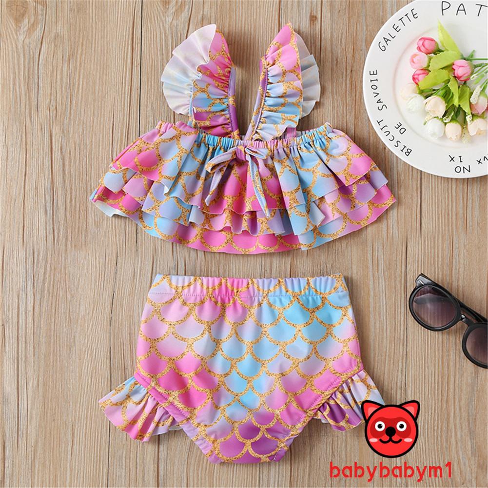 Bộ Đồ Bơi Bikini Phong Cách Nàng Tiên Cá Cho Bé Gái 1-5 Tuổi