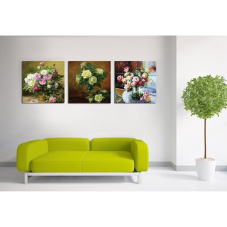 tranh treo tường, bộ 3 tranh tĩnh vật hoa hồng