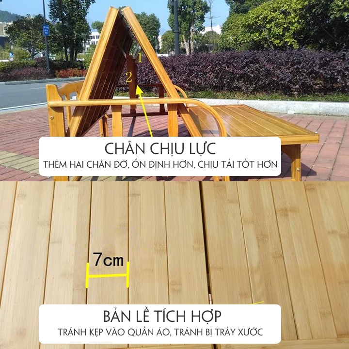 [Tặng Nệm Gối] - Giường tre gấp gọn thành ghế sofa tiết kiệm diện tích, Giường sofa tre ngủ thông minh gấp gọn 190x120cm