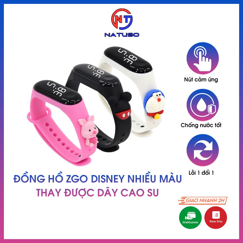 Đồng Hồ ZGO DISNEY nhiều màu thay được dây cao su miband 3 4 mẫu nam nữ unisex cho trẻ em thể thao