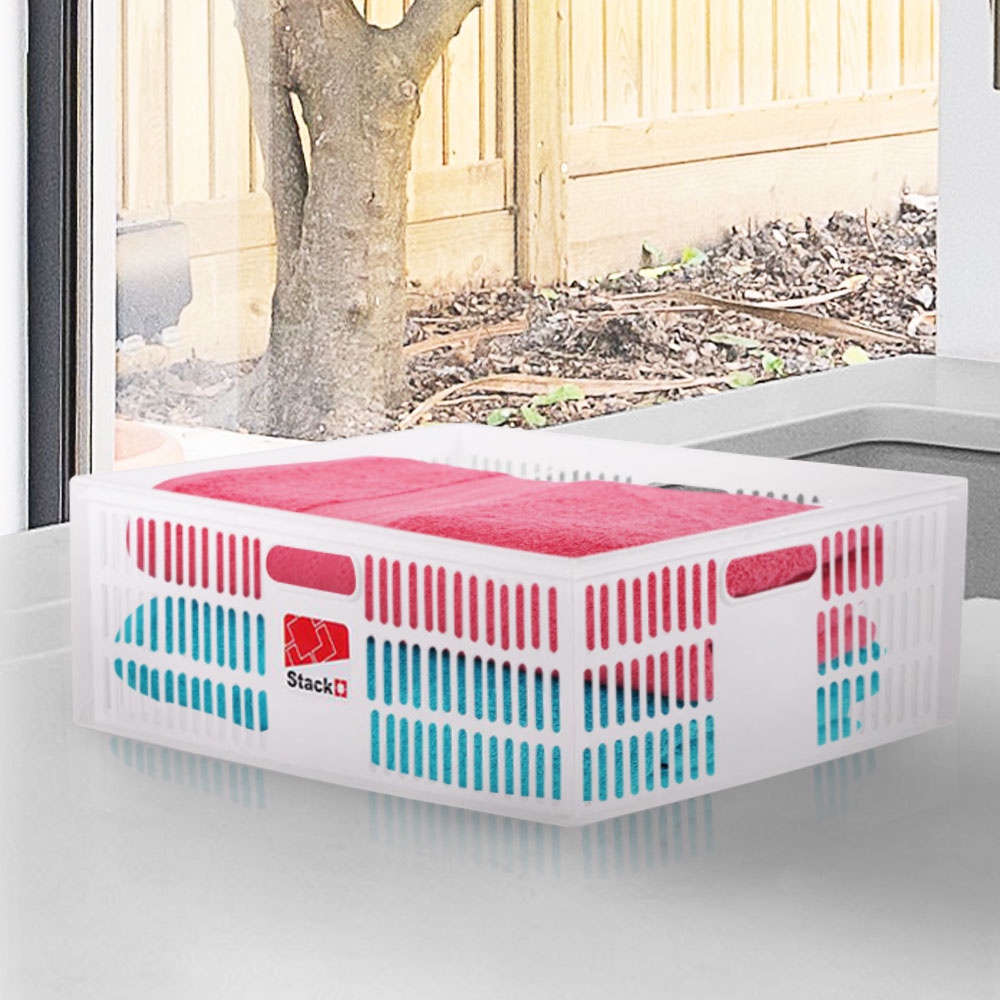 HomeBase STACKO Rổ nhựa để đồ có thể xếp chồng lên nhau DT-41 Thái Lan W47xD36xH17cm Trắng