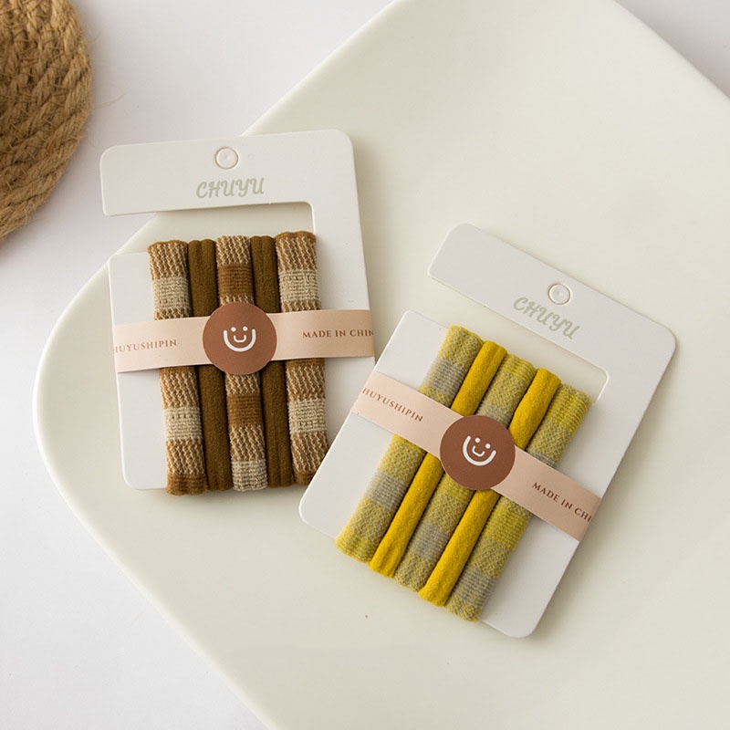 Set 5 cột tóc trơn và caro phong cách cổ điển Hàn Quốc Mua Tất (muatatshop)