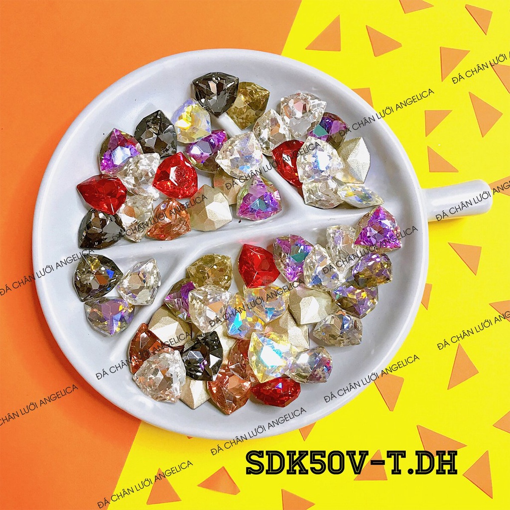 Set Đá Khối Nail 50 Viên Hình Đầu Hổ Chân Vàng Mix 7 Trang Trí Móng ANGELICA SDK2K50-DH