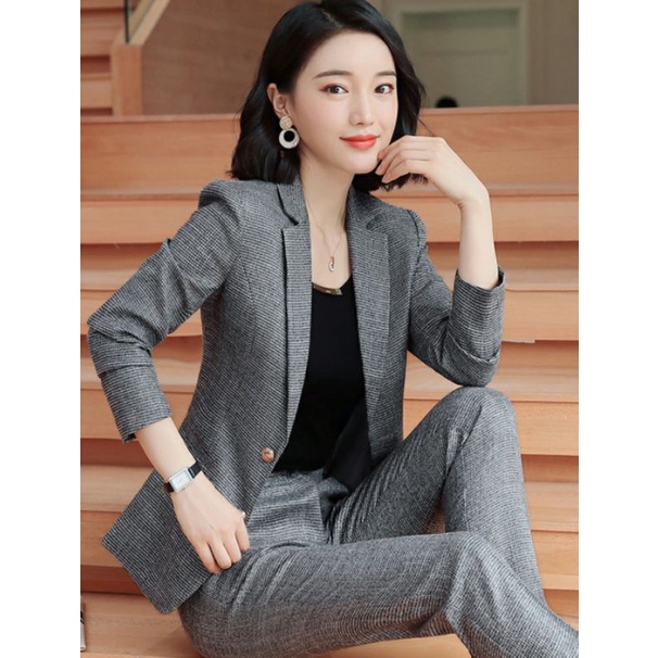 Bộ vest công sở áo 2 lớp quần dài tặng kèm áo thun thời trang Hàn Quốc
