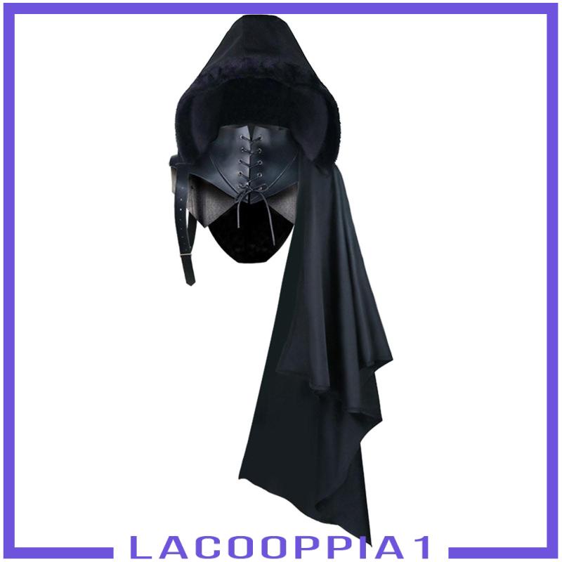 [Lacooppia1] Áo Choàng Đen Có Mũ Trùm Và Dây Đai Phong Cách Punk Gothic Halloween Unisex