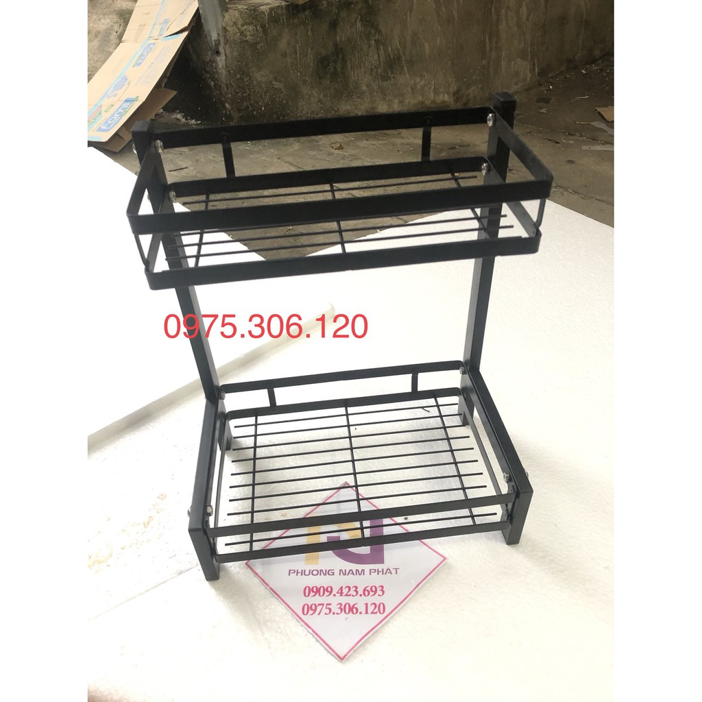 Kệ Gia Vị 2 TẦNG sơn tĩnh điện 5 lớp siêu dày chắc chắn để được lên tới 20 lọ gia vị KỆ GIA VỊ ĐEN TRƠN