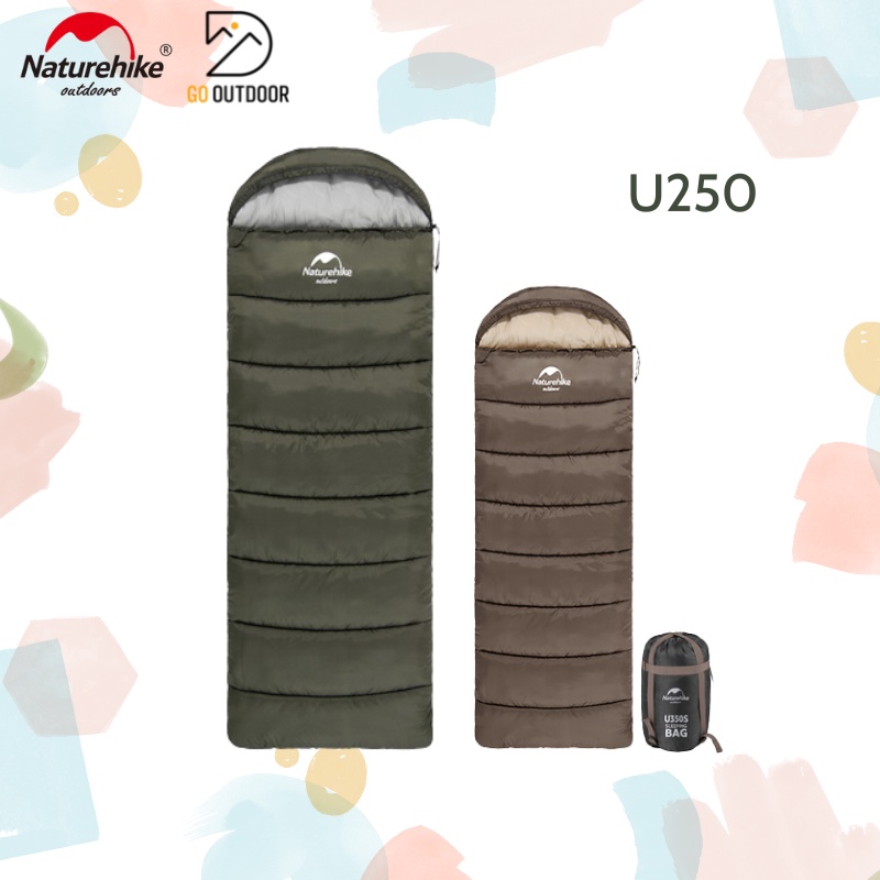 Túi Ngủ Mùa Đông Naturehike U250 NH20MSD07, Túi ngủ Cao Cấp Có Mũ Trùm, Lớp bông dày, Nhiệt Độ 5-15°C, Ghép Đôi - ĐI OUT