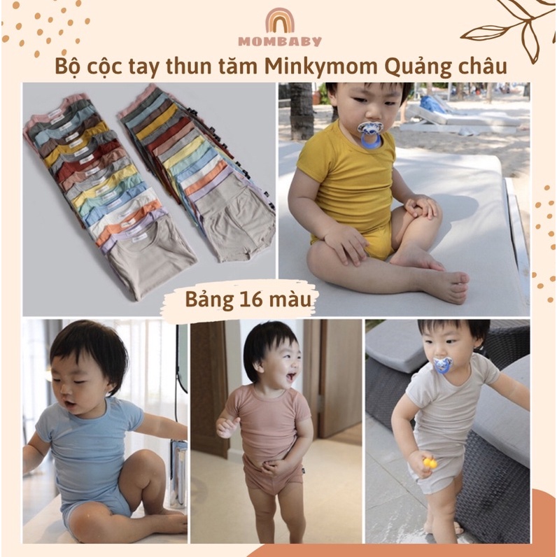 Minkymom QC 6-14kg Bộ cộc tay cạp cao thun tăm mềm co dãn cho bé có sẵn