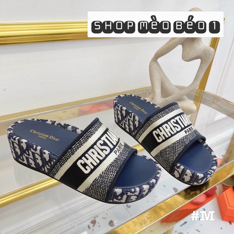Dép cd quai ngang thổ cẩm đế xuồng fullbox