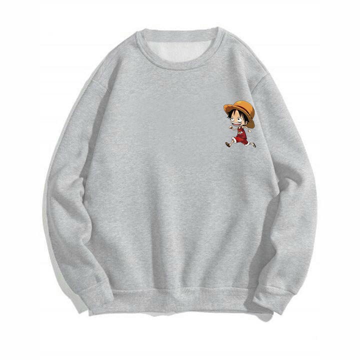 Áo Sweater Nỉ Unisex Form Rộng Nam Nữ Logo Áo Thiết Kế In Hình Nhok One Pice Siêu Dễ Thương