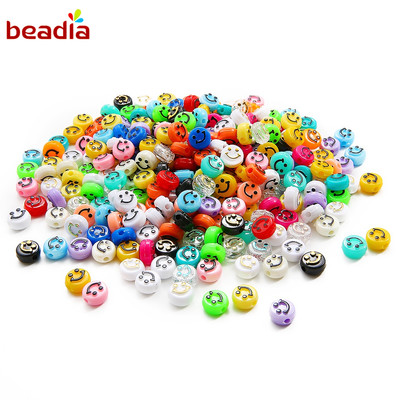 Phụ Kiện Vòng cổ/Vòng Tay Beadia Đế Dẹt Bằng Acrylic Hình Mặt Cười