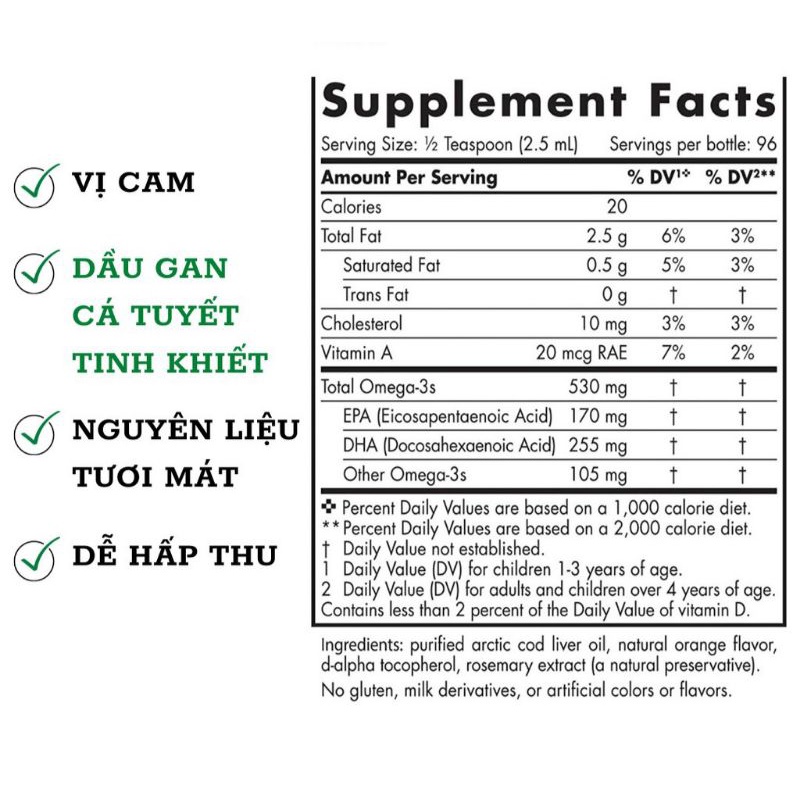 DHA cho trẻ từ 1 - 6 tuổi Children's DHA 530mg Omega 3  Nordic Naturals