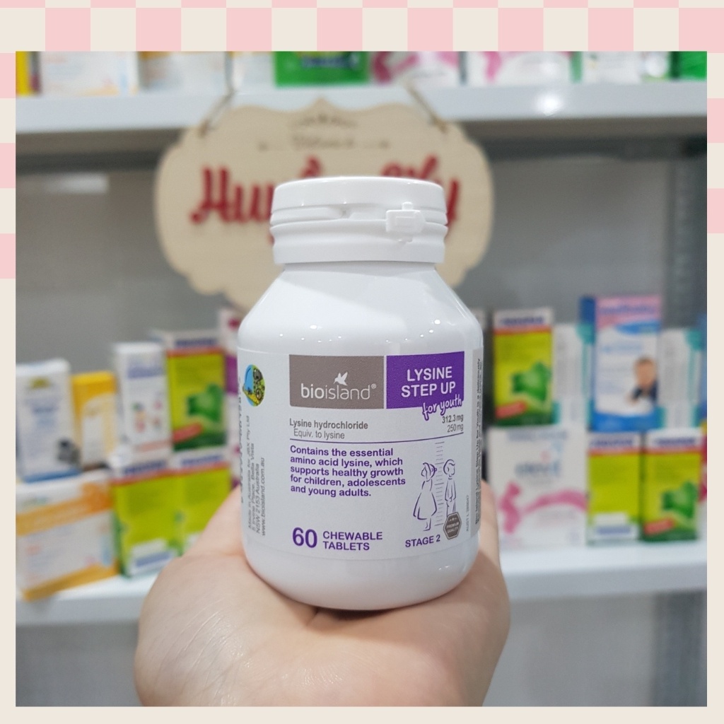 Lysine viên, Viên uống tăng chiều cao Bio Island Lysine Starter 60 viên cho Trẻ từ 6 - 24 tuổi của Ú