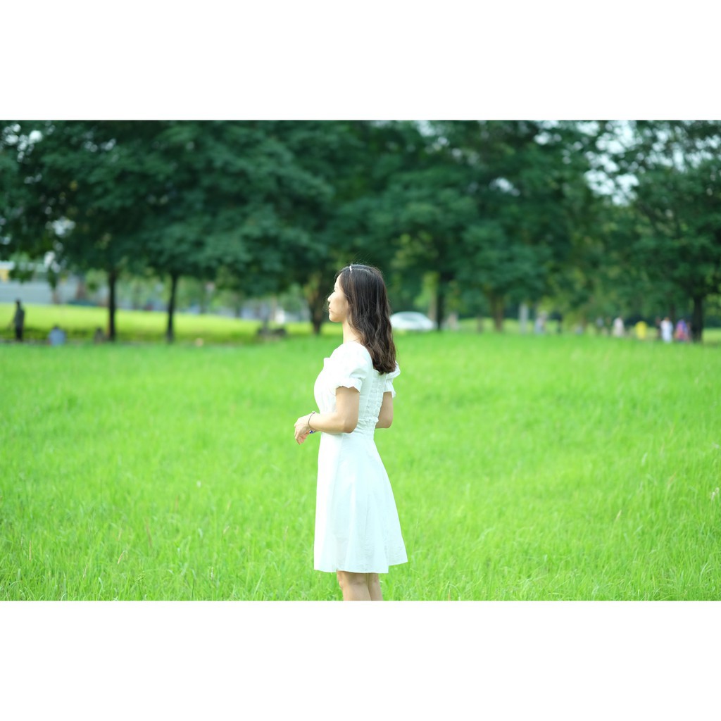 [TẶNG XẢ VẢI] Váy nữ tiểu thư trơn cúc bọc 2 mà, Đầm trắng đi tiệc đi chơi, đi biển | BigBuy360 - bigbuy360.vn