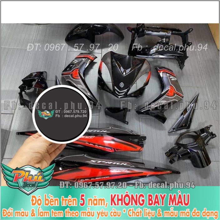 Tem rời exciter 135 Spark đen đỏ bạc (X) -1
