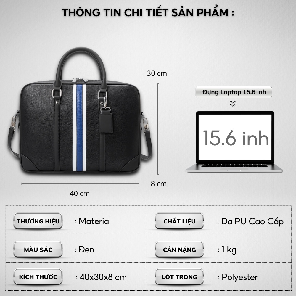 Cặp da công sở,Cặp văn phòng Cao Cấp Materia l -Chất liệu Da PU cực bền,Cặp Đựng Laptop 15.6inh,Vệ sinh dễ dàng- 𝑰𝑩𝑨𝑮