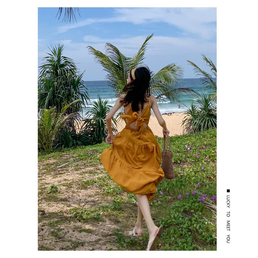 Đầm maxi 2 dây nơ lưng | BigBuy360 - bigbuy360.vn