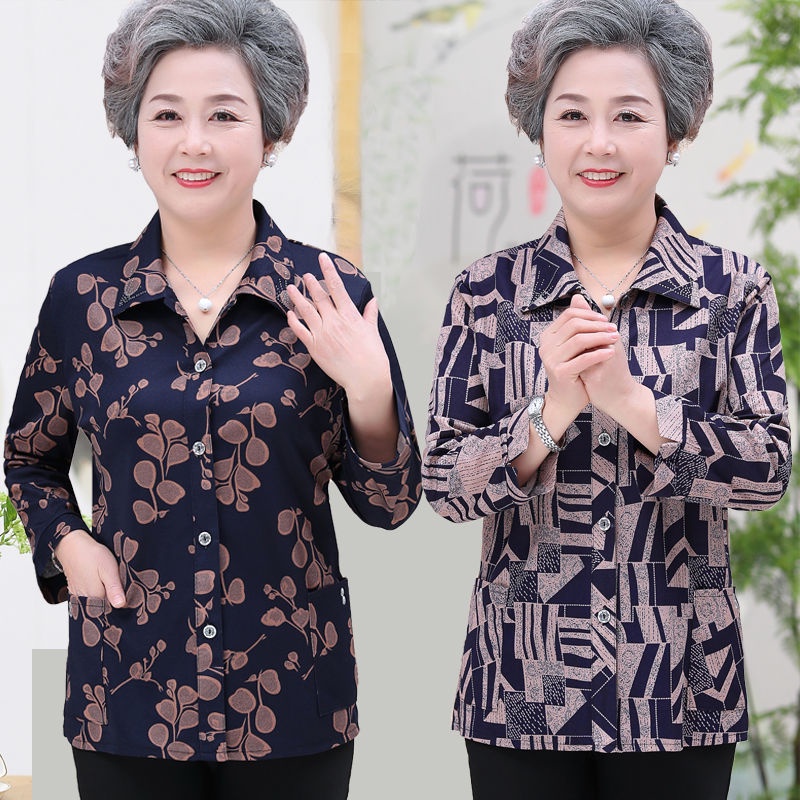 Áo sơ mi mùa hè tay thứ chín của phụ nữ trung niên và cao tuổi bà ba mẹ