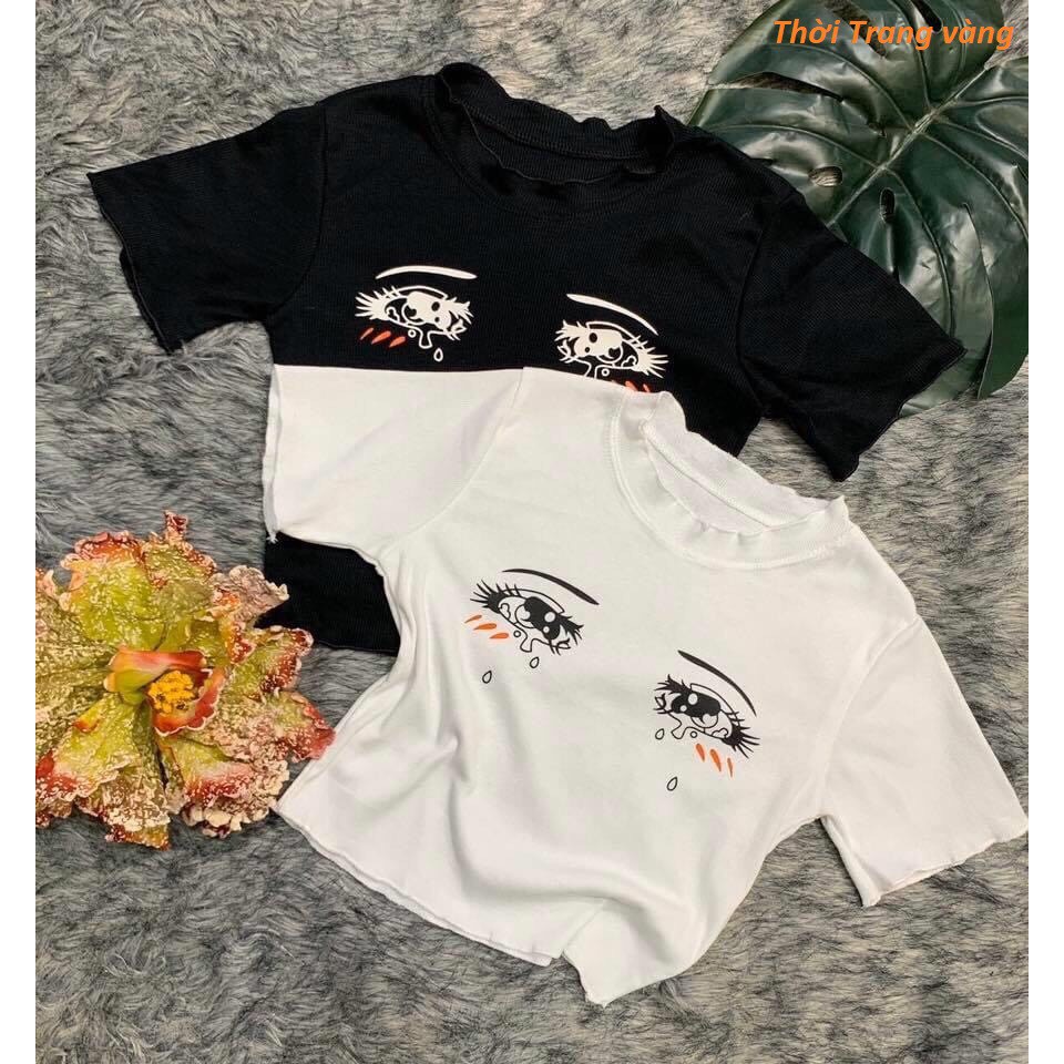 Áo croptop in hình đôi mắt ướt át TTSA0320