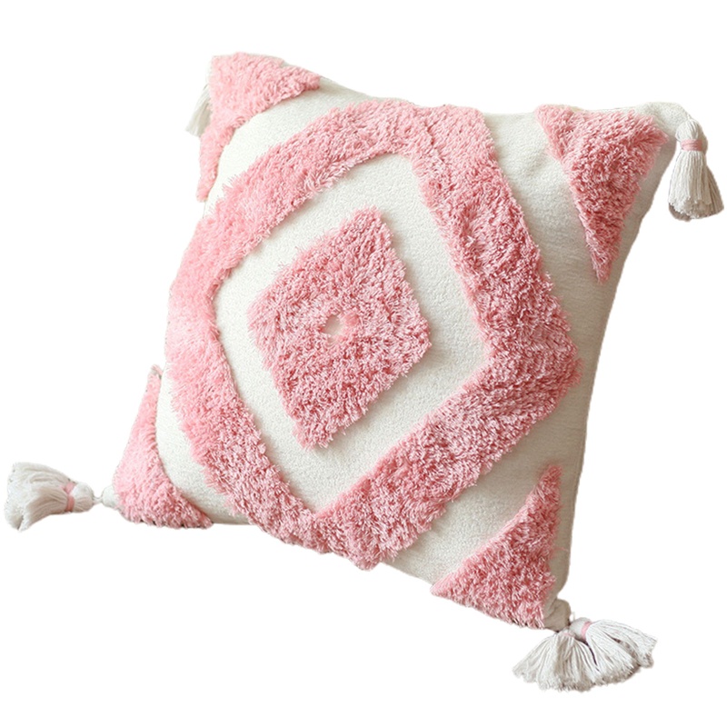 Xiangbao Vỏ Gối Ném Tua Rua Họa Tiết Kim Cương Hình Thoi Tối Giản Phong Cách Ma Rốc Bắc Âu