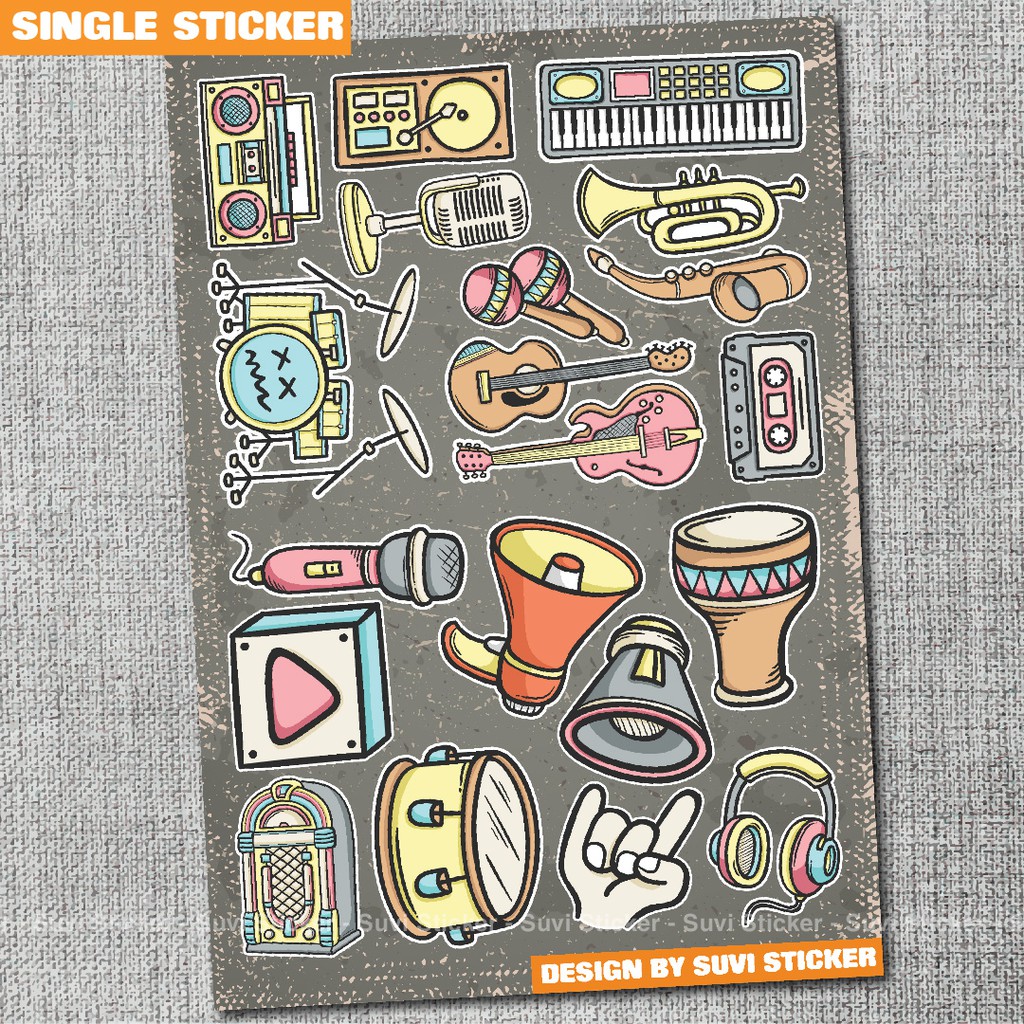 Single Sticker - Hình dán Music chống nước sticker dán laptop, điện thoại, đàn guitar, mũ bảo hiểm, vali. SG10