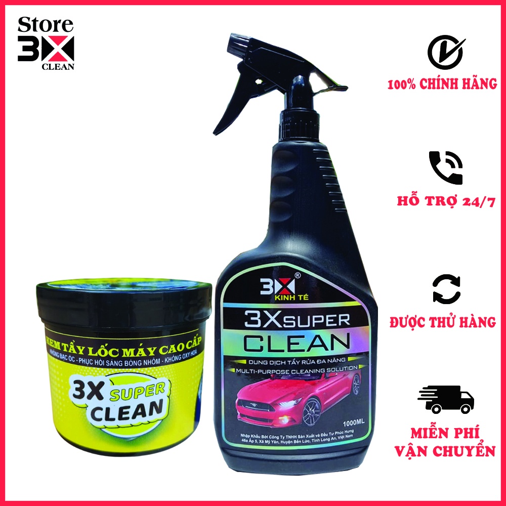 DUNG DỊCH NƯỚC RỬA XE TẨY RỈ SÉT LỐC MÁY 3X SUPER CLEAN