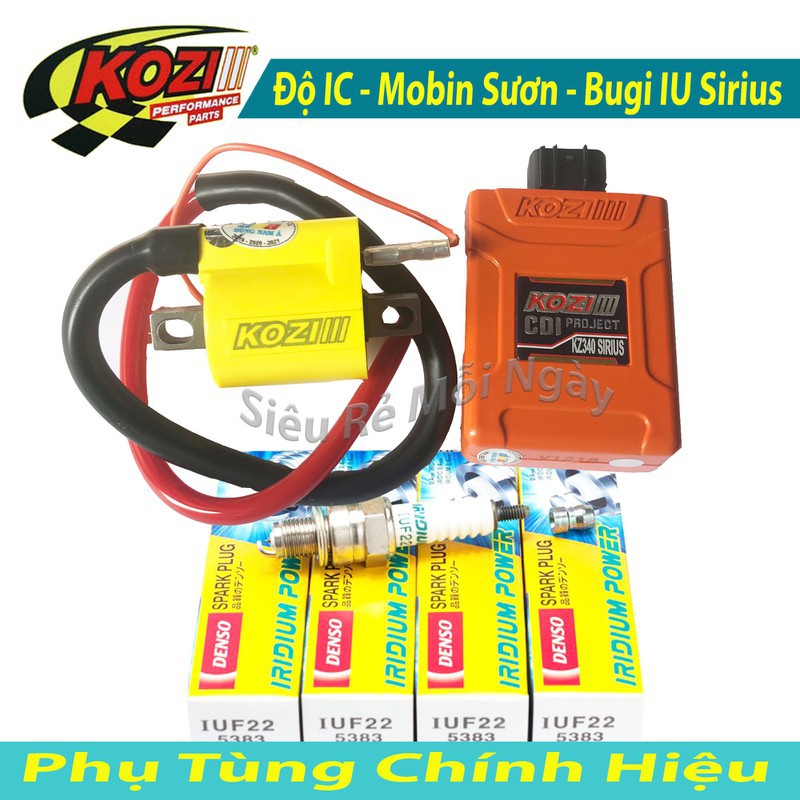 Combo Kozi Full Lửa IC Mobin Bugi Iridium IUF22 Denso Độ Sirius 110, Jupiter V