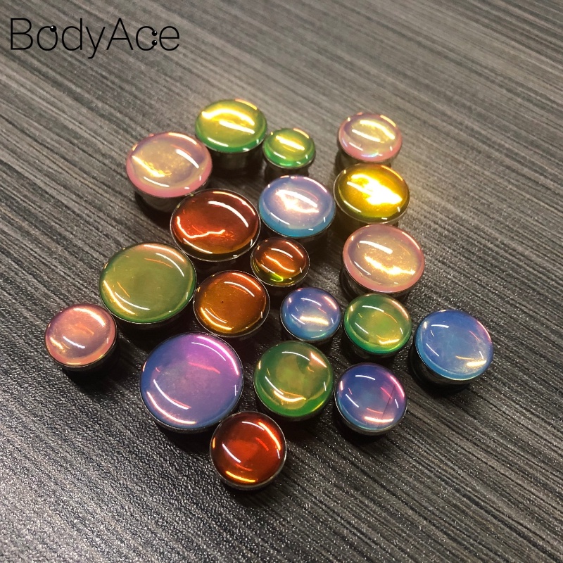 Khuyên Tai Nong Lỗ Bằng Thép Không Gỉ 2-16mm Màu Xanh Dương Kính