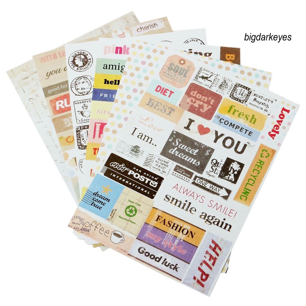 Set 6 Miếng Dán Giấy Hình Lịch Phong Cách Cổ Điển Dùng Trang Trí Sổ Tay DIY