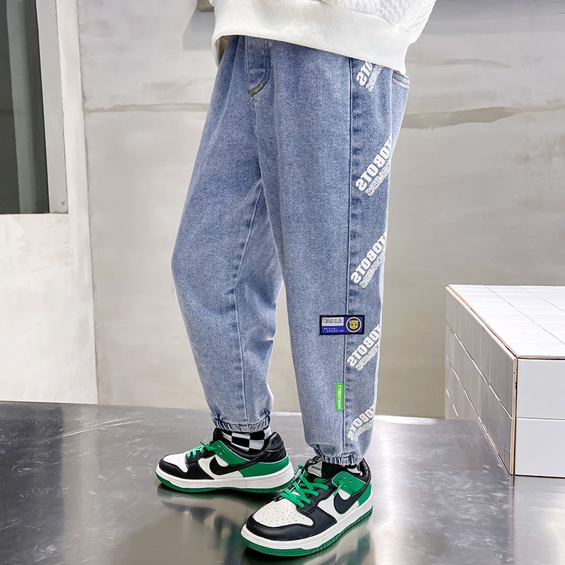 [Grow Up with You] Quần Jean Ống Rộng Phong Cách Mới Mùa Xuân Thời Trang Dành Cho Bé Trai 2022