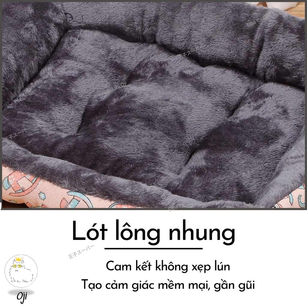 Đệm Ổ Nằm Cho Chó Mèo Cao Cấp, Lót Lông Ấm Áp,  Đủ Size