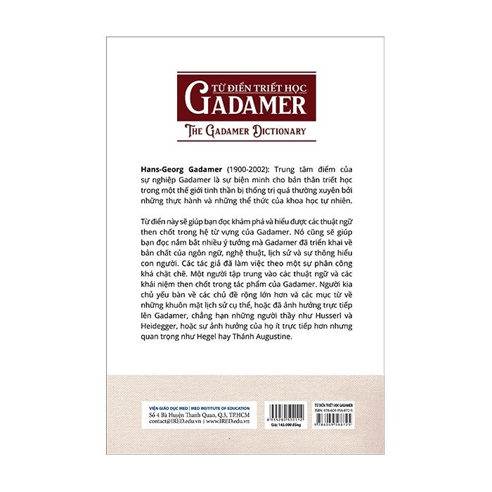 Sách - Từ Điển Triết Học Tây Phương - Từ Điển Triết Học Gadamer - The Gadamer Dictionary | BigBuy360 - bigbuy360.vn