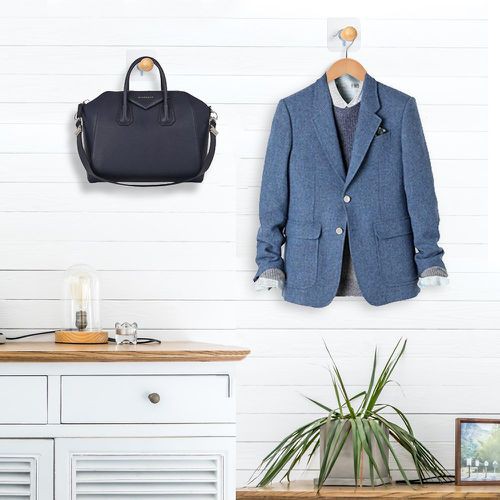 Móc Treo Quần Áo tròn Bằng Gỗ Miếng Dán Siêu Chắc, Siêu Chịu Lực Đa Năng Màu NÂU