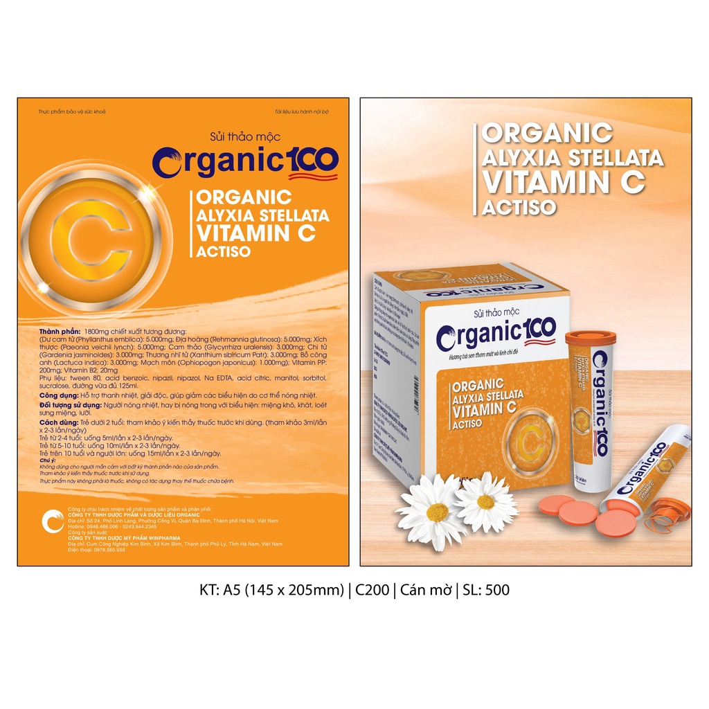 Sủi Thảo Mộc Organic100 thanh nhiệt, giảm nóng trong 9 tuýp/hộp