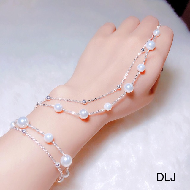 LẮC TAY NGỌC TRAI ĐÔI BẠC ITALY CAO CẤP 925 KHÔNG PHAI MÀU