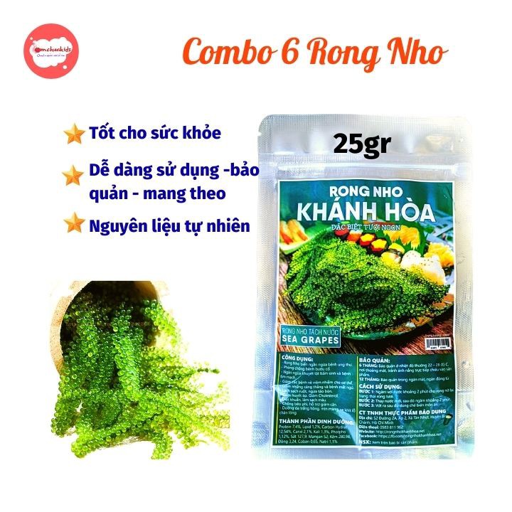 Rong nho tách nước ăn liền  25g chỉ với 5 phút chế biến tặng kèm nước xốt mè rang, hỗ trợ giảm cân - Tomchuakids