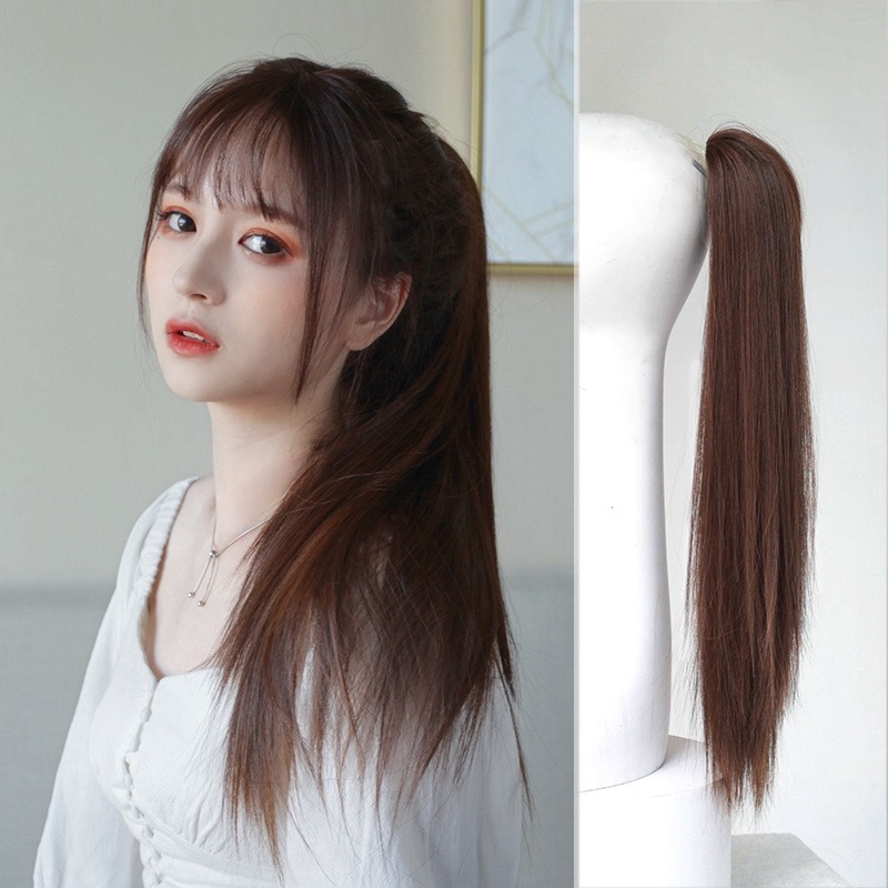 Tóc giả đuôi ngựa thẳng dài 4 màu sắc tùy chọn thời trang