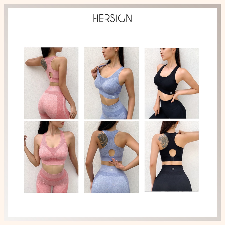 [HERSIGN-SET9]ĐỒ TẬP GYM NỮ BỘ ĐỒ TẬP YOGA NỮ QUẦN ÁO THỂ THAO NỮ DỆT KIM ÁO BRA KHUY CÀI