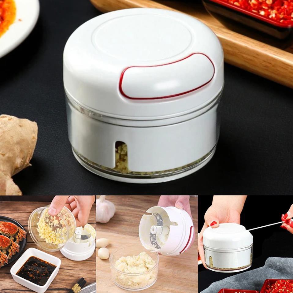 Dụng cụ xay tỏi ớt cầm tay La'Home dây rút, máy xay tỏi ớt bằng tay mini chopper