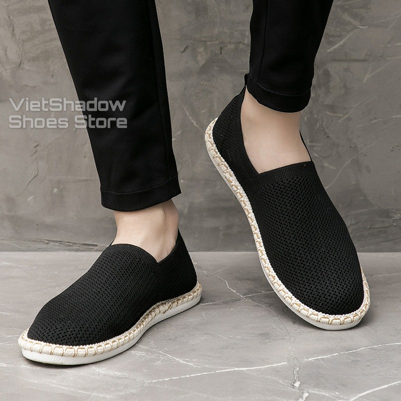 Slip on nam - Giày lười vải nam - Vải dệt kim 3D, 4 màu (đen), (xám), (xanh) và (trắng) - Mã 2931 | BigBuy360 - bigbuy360.vn