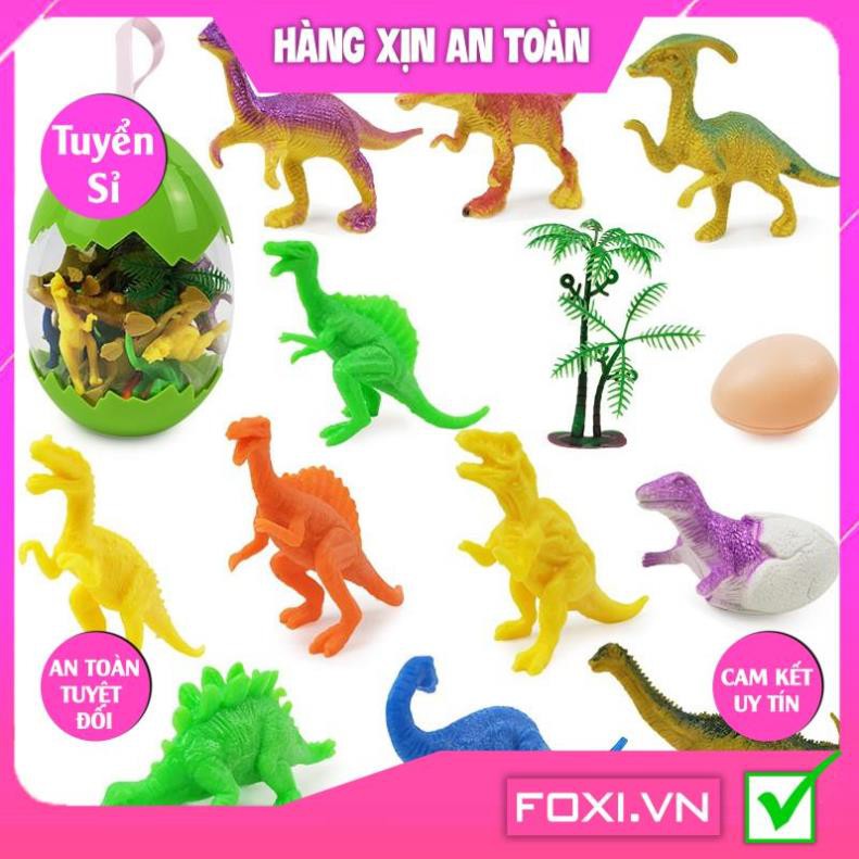 Bộ đồ chơi trứng Khủng Long-Mô hình nhựa dẻo-siêu bền-sưu tầm-chơi trong nhà-màu sắc bắt mắt