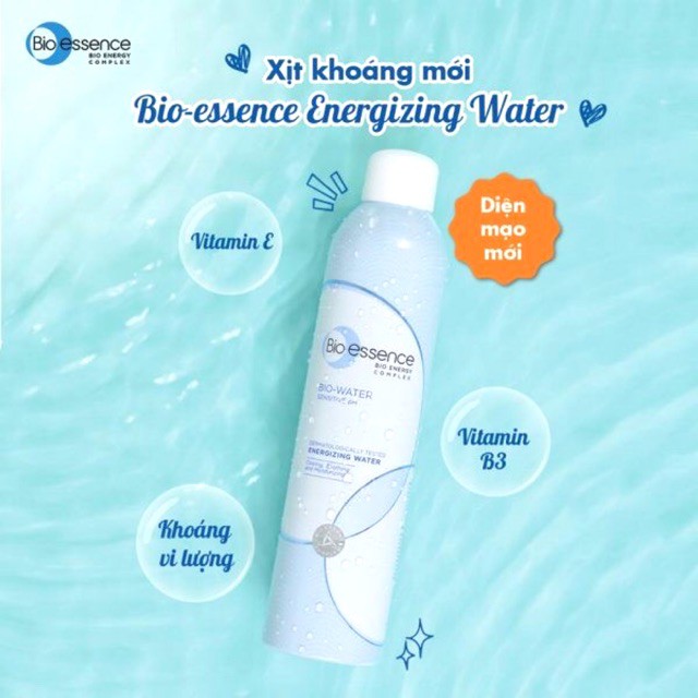 Xịt khoáng Bio Essence, xịt khoáng dưỡng ẩm da, bổ sung khoáng chất Bio Essence Energizing Water 300ml