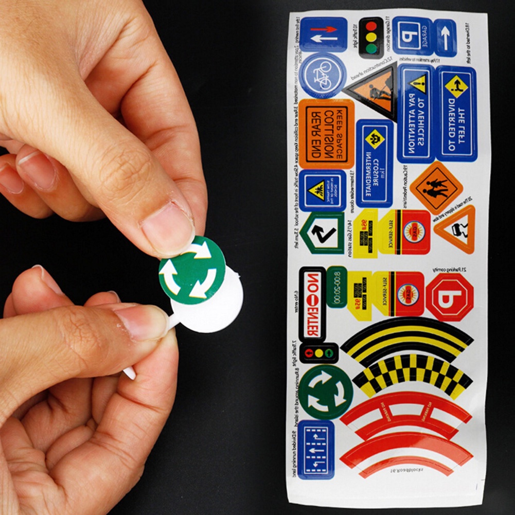 28 miếng phụ kiện ô tô đồ chơi trẻ em biển báo giao thông biển báo giao thông phiên bản tiếng anh