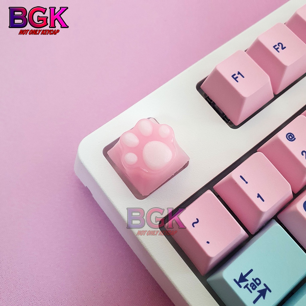 Keycap Lẻ Artisan Dấu Chân Mèo dễ thương màu Hồng Trắng ( cast resin nhiều lớp, Keycap bàn phím cơ,keycap resin độc lạ )