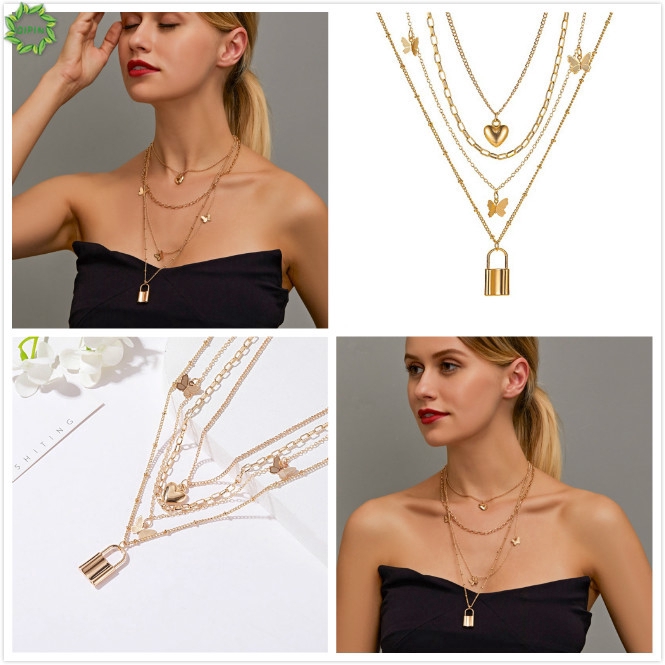 Dây Chuyền Nhiều Lớp Mặt Bướm Phong Cách Cổ Điển Thời Trang Cho Nữ