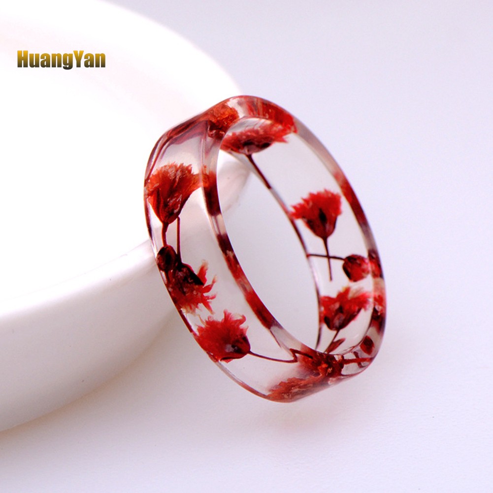 ☞Máy Đo HY HY HY HY☜Nhẫn Nhựa Trong Suốt Phối Hoa Khô Thời Trang Cho Nữ