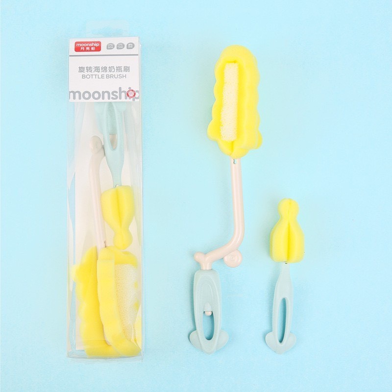 Cọ Bình sữa và núm Ti MoonShip 2 đầu mút xốp
