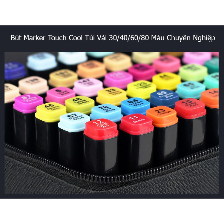 Bút Marker Touch Cool Túi Vải 30/40/60/80 Màu Chuyên Nghiệp