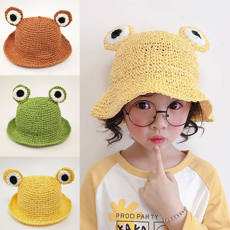 Nón Cối Rộng Vành Chống Nắng Họa Tiết Hoạt Hình Dễ Thương Cho Bé