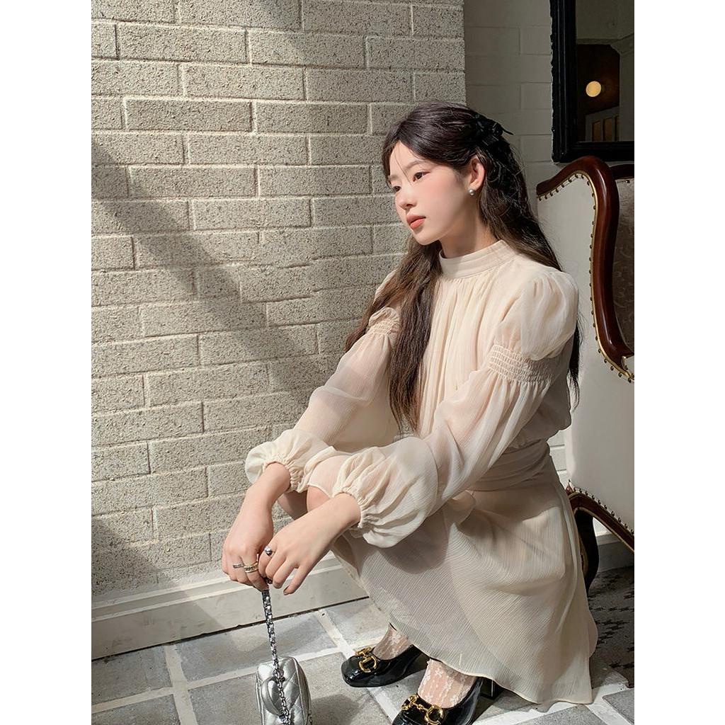 Bộ Áo Sơ Mi Dài Tay Màu Sắc Trơn Phối Chân Váy Chữ A Thời Trang Sành Điệu 624